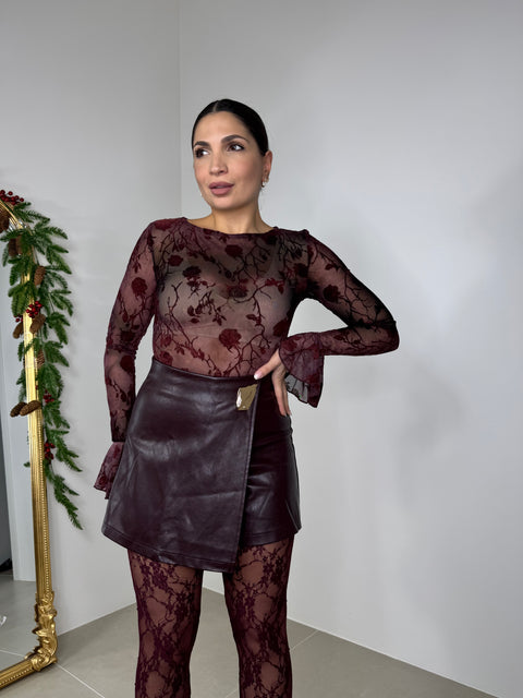 PANTAGONNA IN ECOPEL BORDEAUX  DETTAGLIO ORO