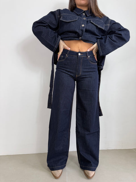 JEANS WIDE LEG DENIM SCURO 3486