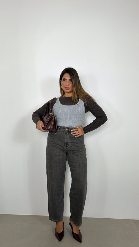 JEANS BALLOON GRIGIO 5816
