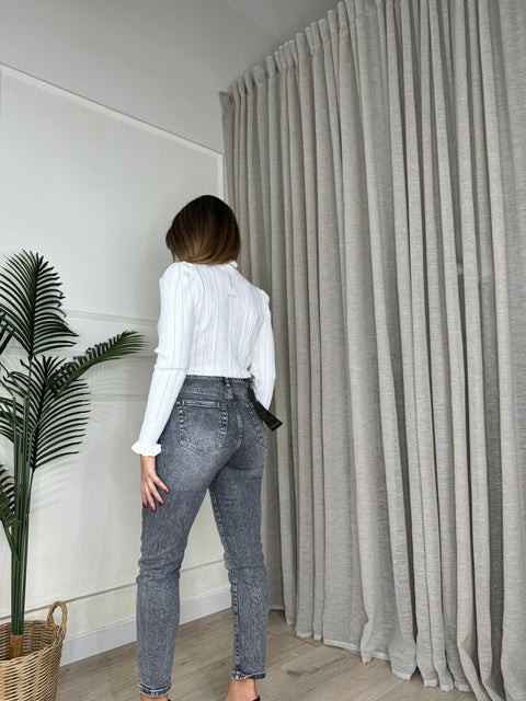 JEANS MOMFIT GRIGIO