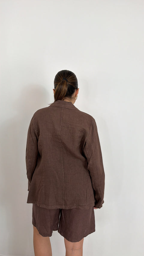 BLAZER VANIA MARRONE 100%LINO