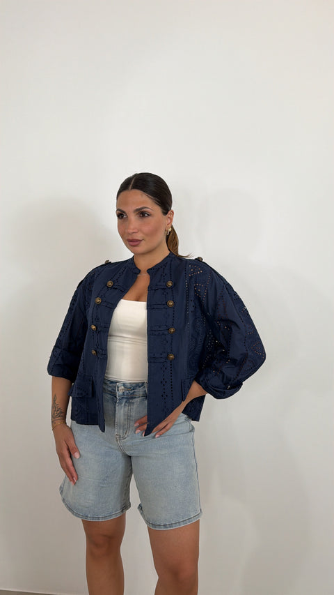 GIACCA IN PIZZO SAN GALLO BLU
