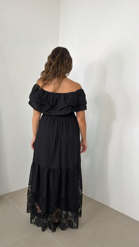 DRESS SCOLLO A BARCA NERO