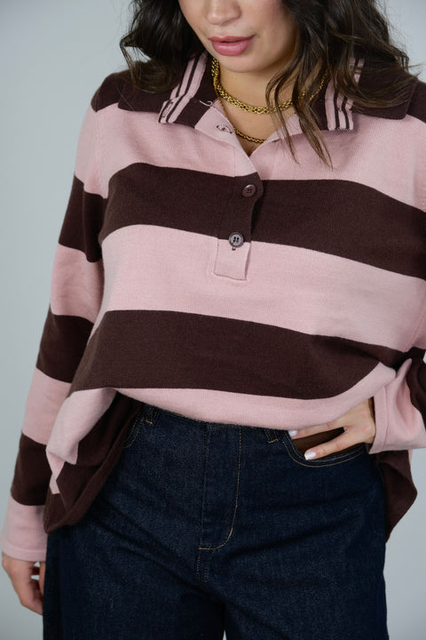 MAGLIA SIRIA MARRONE/ROSA