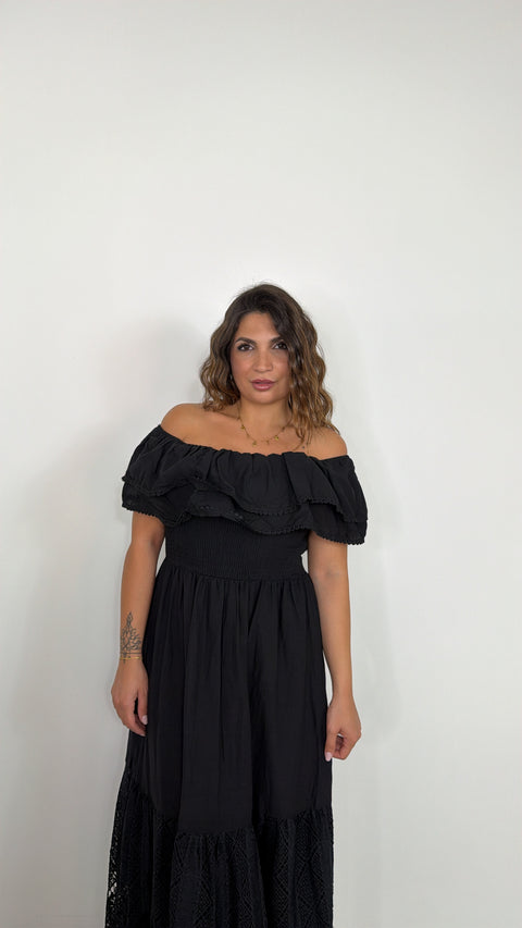 DRESS SCOLLO A BARCA NERO