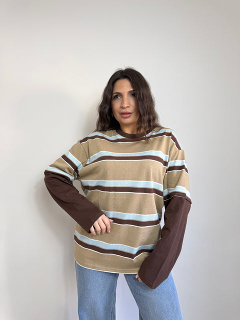 MAGLIA KLAUDIA MANICA MARRONE