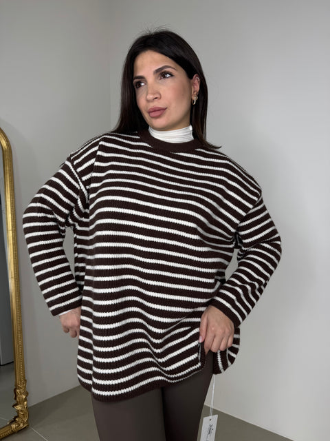 MAXI PULLOVER ELSA MARRONE