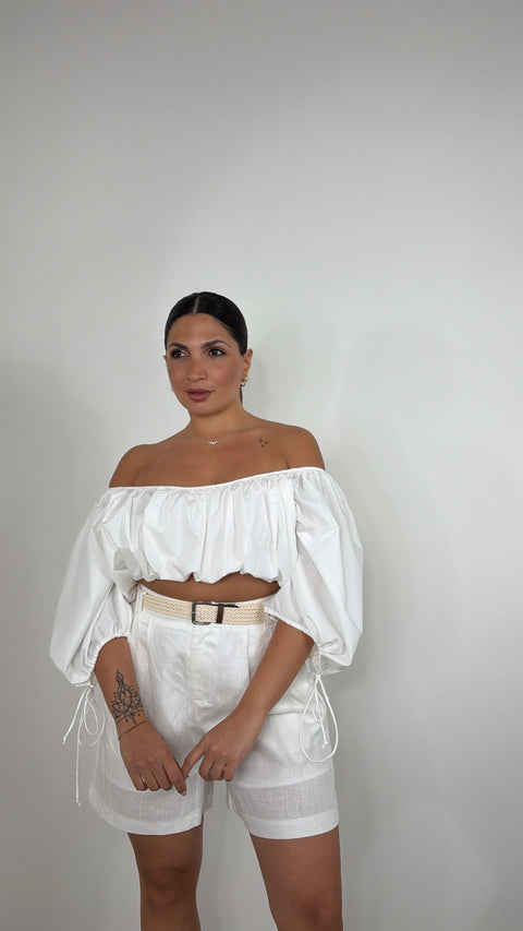 SHORT IN LINO BIANCO
