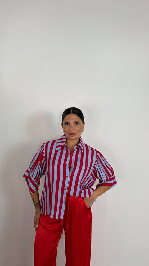 CAMICIA MILA RIGA ROSSO/CELESTE