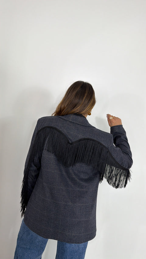 BLAZER CON FRANGE GRIGIO
