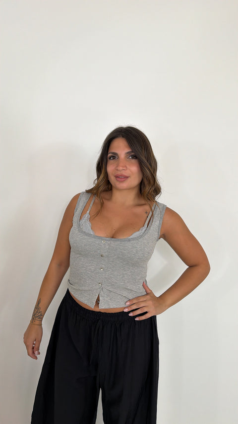 CANOTTA EFFETTO BRALETTE GRIGIO