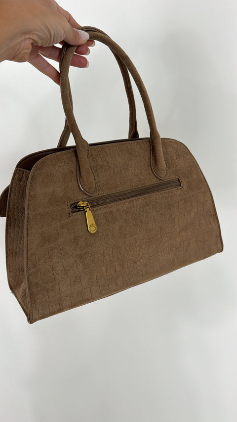 BAG MARTELLATA IN ECO CAMOSCIO CAMEL