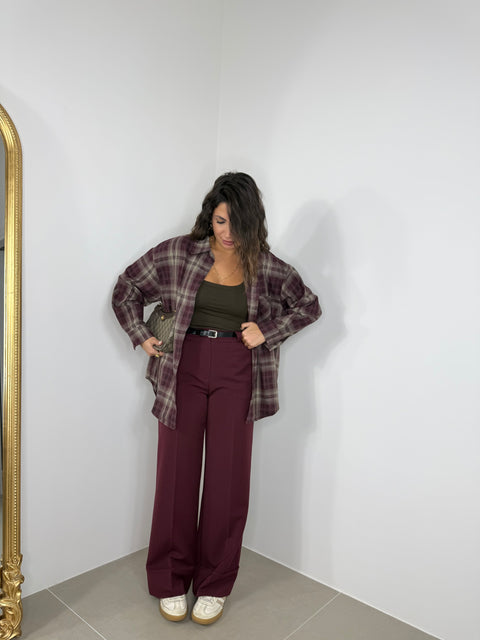PANTALONE EFFETTO PIEGONE BORDEAUX