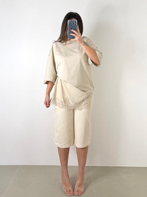 MAGLIA CON PIZZO BEIGE