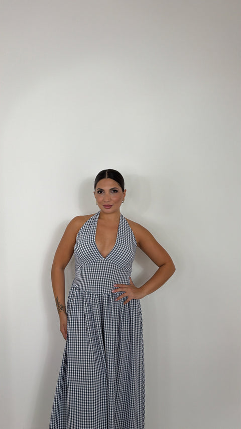 DRESS QUADRETTI BLU