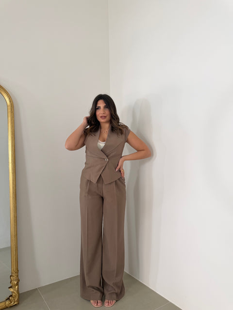 PANTALONE PALAZZO AKUMAL FANGO