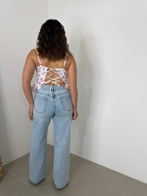 JEANS WIDE LEG DENIM CHIARO