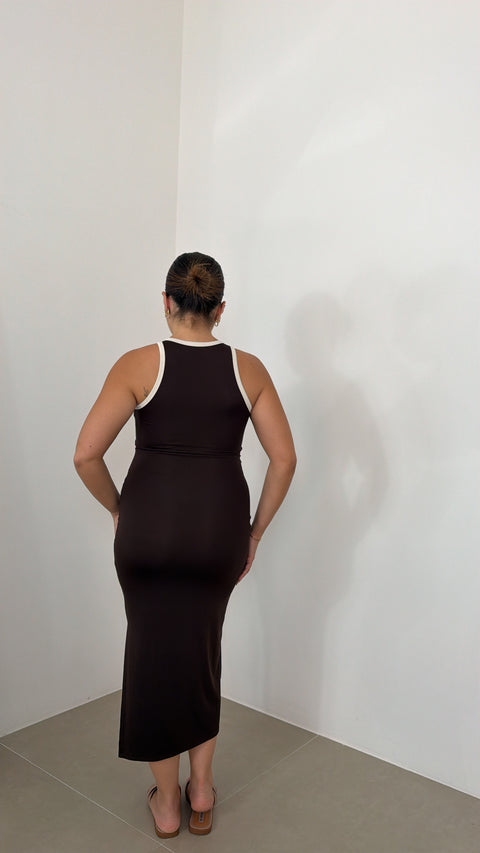 DRESS JUST WEST MARRONE