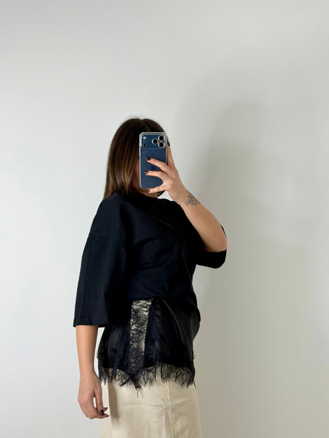 MAGLIA CON PIZZO NERA