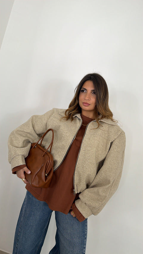 GIUBBOTTO IN LANA COTTA BEIGE