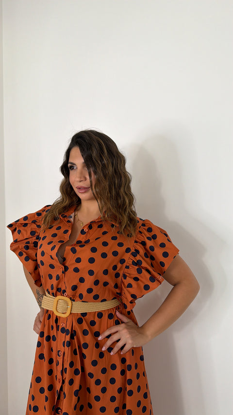 DRESS ARANCIO POIS BLU