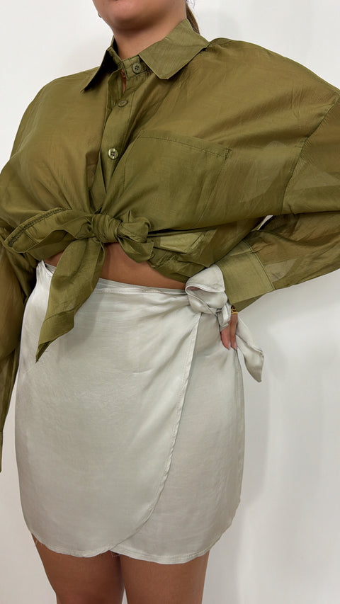 GONNA PORTAFOGLIO IN SATIN PANNA
