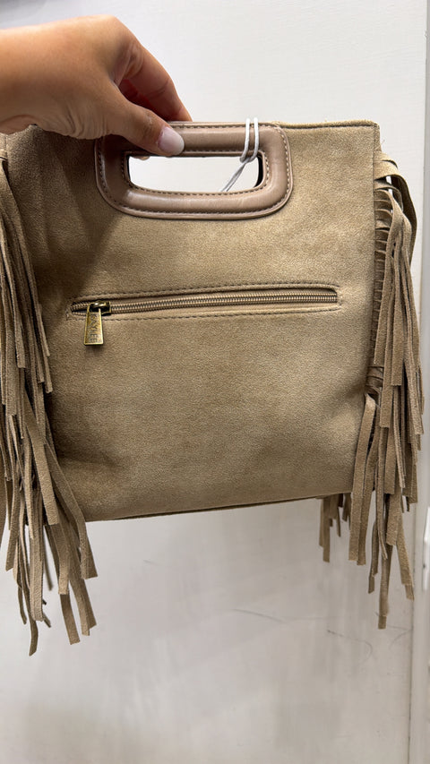 BAG CON FRANGE IN ECO CAMOSCIO BEIGE