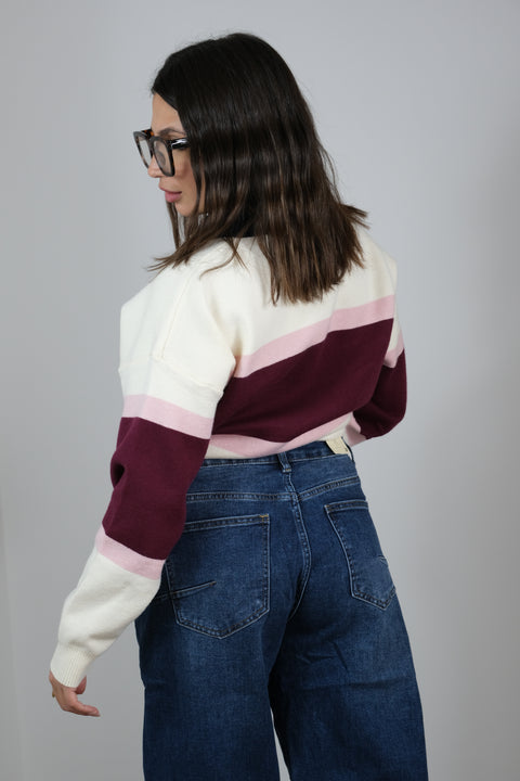 MAGLIA DALì PANNA/BORDEAUX