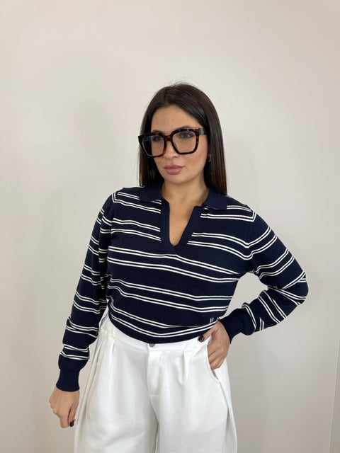 MAGLIA POLO CON RIGHE BLU 65305
