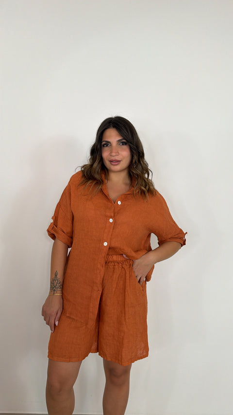 SHORT CARLOTTA COCCIO 100%LINO