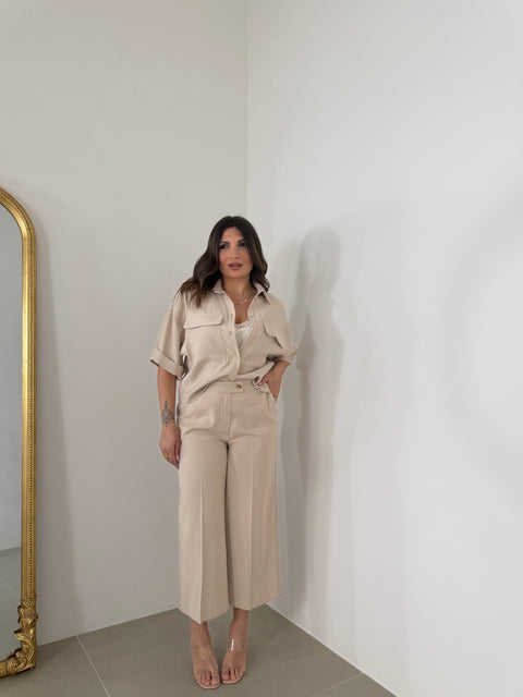 PANTALONE PALAZZO AKUMAL 3/4 BEIGE