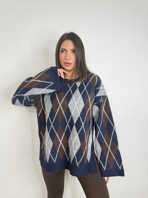 MAXI PULLOVER CON ROMBI
