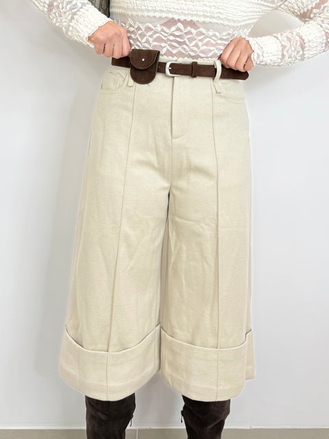 BERMUDA LUNGO CON PIEGA PANNA