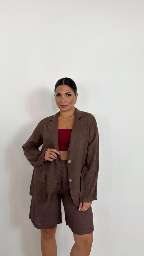 BLAZER VANIA MARRONE 100%LINO