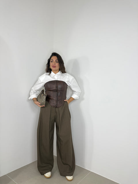 PANTALONE LARGO CON PINCES FANGO