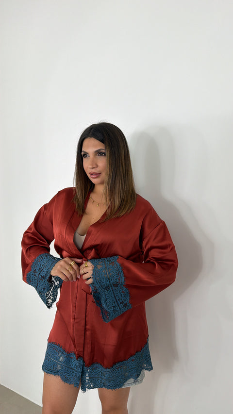 KIMONO IN SATIN COCCIO
