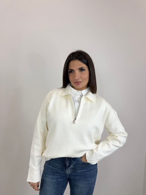 PULLOVER CON ZIP PANNA