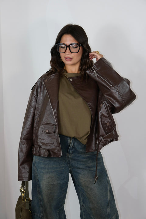 CHIODO OVER IN VINILE MARRONE