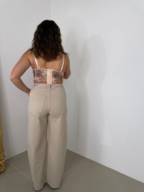 JEANS CON RISVOLTO PANNA