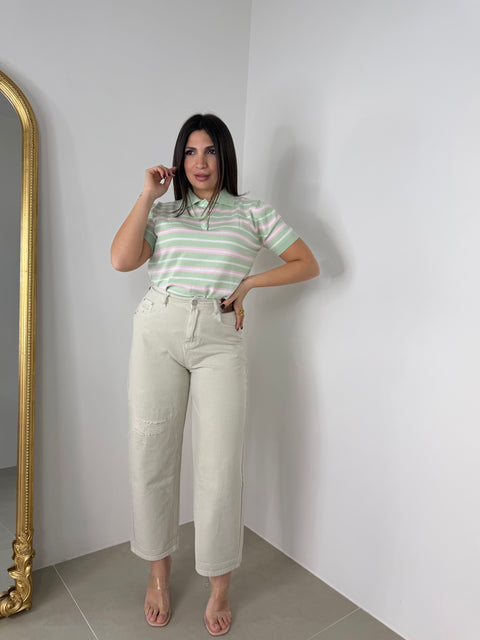 JEANS CON TARGHETTA BURRO