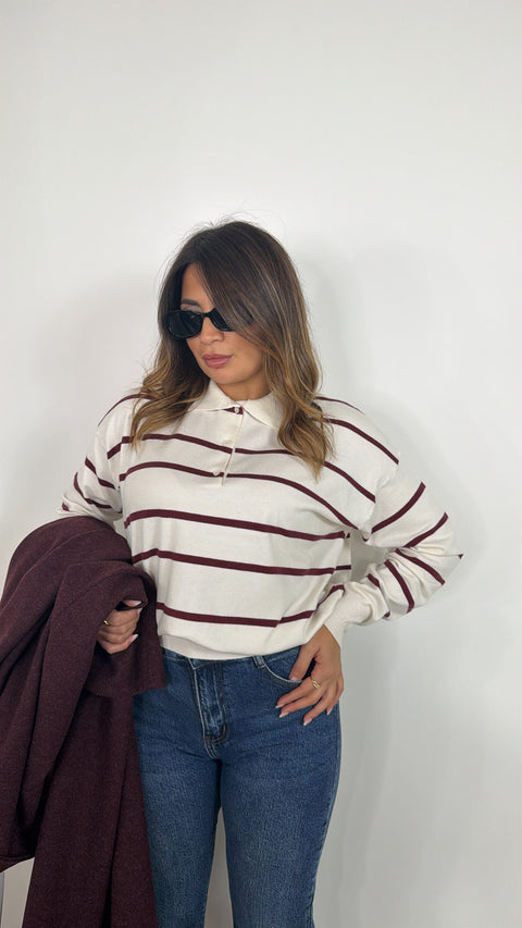 PULLOVER NOEMI RIGHE BORDUEAUX