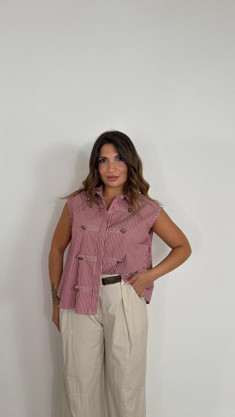 CAMICIA RIGHE BORDEAUX