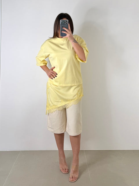 MAGLIA CON PIZZO GIALLA