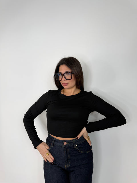 MAGLIA CROP NERA