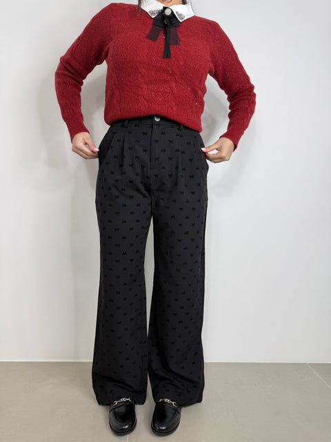 PANTALONE CON FIOCCHI IN VELLUTO