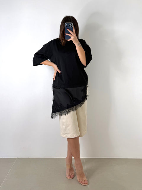 MAGLIA CON PIZZO NERA