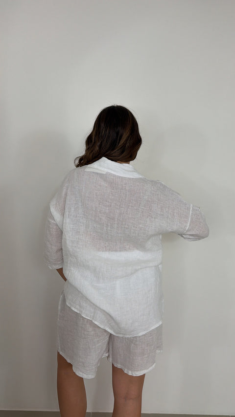 SHORT CARLOTTA BIANCO 100%LINO