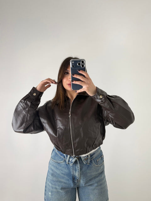 GIUBBOTTO CON ZIP MARRONE