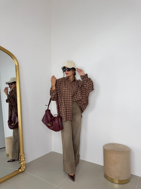 JEANS LUNGO CON PIEGONE CAMEL