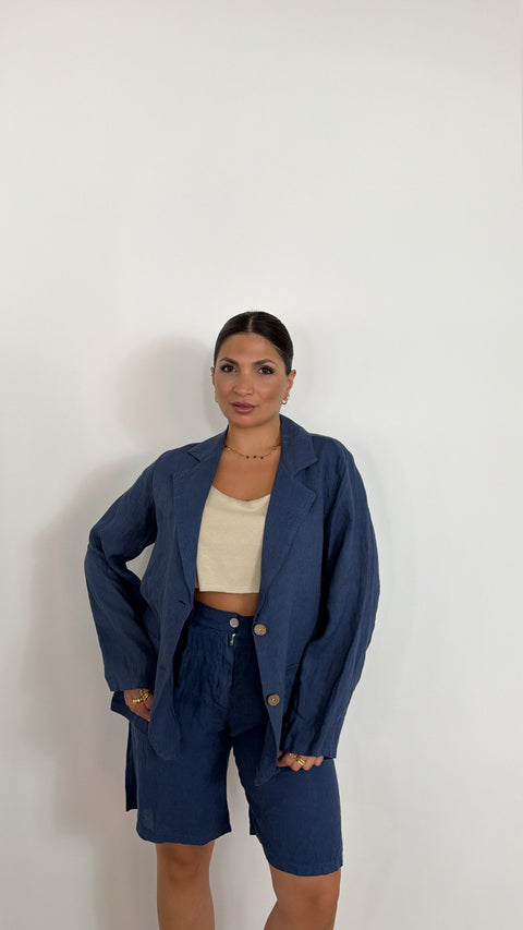 BLAZER VANIA BLU 100%LINO